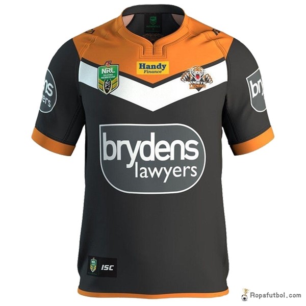 Camiseta Rugby Wests Tigers NRL Replica Primera Ropa 2016/17 Negro Naranja